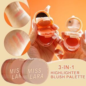 3 In 1 Matte Highlighter Blush Palette Pearly Blusher Shimmer Brighten Silkworm Eyeshadow Face Contour Powder Makeup Palette - Image 5