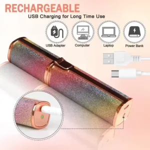 blawless 2 in 1 eyebrow trimmer | 2 In 1 Hair Remover Chargeable , Multi Attractive Color With USB Charging Cable And Cleaning Brush - Image 5