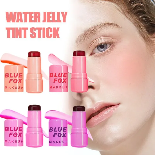 Pack of 4 Jelly Blush Stick Blush Lip Gloss Stick Blusher Lasting Natural Moisturizing Makeup Water Tint Lip