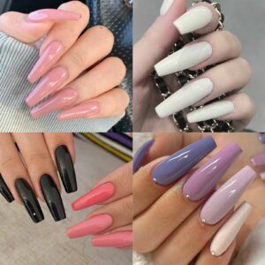 576 pcs nails with box ,Reusable Artificial nails, 24 different colours, beautiful fake nails American Nail for Girls Women Without Glow (Random color) - Image 5