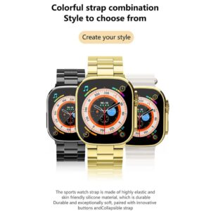 C9 Ultra Max Smart Watch  golden edition amazing dial & with 2 strip Good quality   (random color )