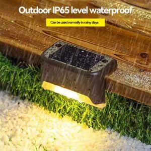 Pack of 4 Solar Deck Lights Outdoor Step Fence Lights Waterproof Solar Lamp for Railing Stairs Pathway Garden Light Decoration - Image 5