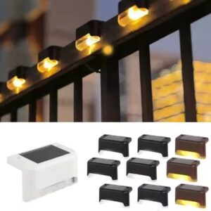 Pack of 4 Solar Deck Lights Outdoor Step Fence Lights Waterproof Solar Lamp for Railing Stairs Pathway Garden Light Decoration - Image 4