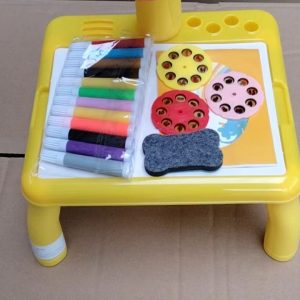 Table with light and with music inside | Mini Art Drawing Board Leds Projector Light Toy Children Kids Painting Table Small Desk(Random Color) - Image 9