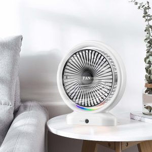 Desktop Fan Rechargeable, Mini Table Fan, Powerful Electric Fan withÂ  Adjustable Wind Speeds, Portable USB Fan for Home Office and Outdoors | Three-Speed Mini Desktop Fan with Colorful LED Lights â€“ USB & Battery Powered - Random ColorÂ  - Image 9
