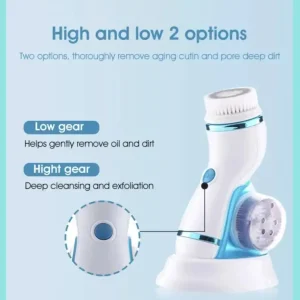 Cnaier 4 in 1 Electric Cleanser | Facial Cleansing Brush & Massager - Face Brush Set | Electric Rotating Face Scrubber for Deep Cleaning, Exfoliating, Blackhead Removing AE-8286 - Image 5