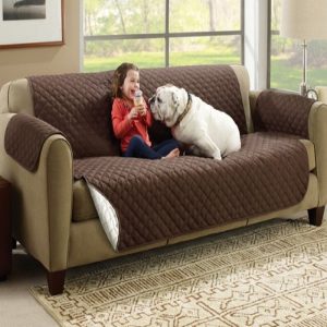 (double SofaR COVER) EVERSIBLE WASHABLE COUCH Sofa COAT COVER - Brown - Image 6