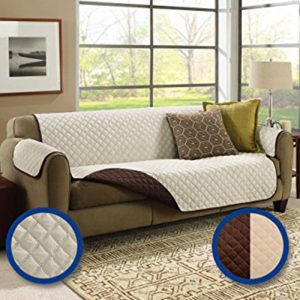 (double SofaR COVER) EVERSIBLE WASHABLE COUCH Sofa COAT COVER - Brown - Image 1