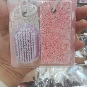 Foot Care Pumice Stone For Feet For Feet Hands And Body Dead Skin Remover Tool | Pumice Foot Grinding Stone Two Piece Set to Remove Dead Skin Calluses Clean Stone Nail Brush to Remove Dirt - 02 PCs - Random Color - Image 4
