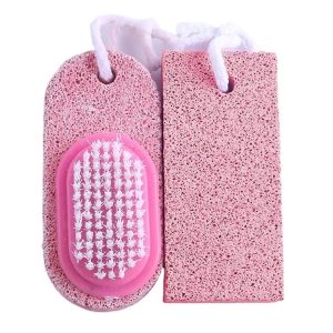 Foot Care Pumice Stone For Feet For Feet Hands And Body Dead Skin Remover Tool | Pumice Foot Grinding Stone Two Piece Set to Remove Dead Skin Calluses Clean Stone Nail Brush to Remove Dirt - 02 PCs - Random Color - Image 1
