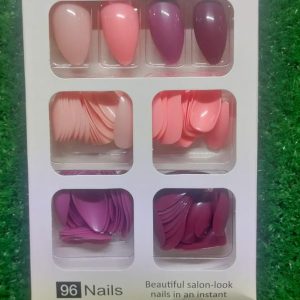 96 Pcs Fake Nails Without Glue Or Sticker Multicolor - Image 2