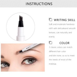 4 Tip Waterproof Eyebrow Pen | Waterproof Tattoo Tint Fine Sketch Liquid Eyebrow Pencil | Creates Natural Makeup Effect - Image 2