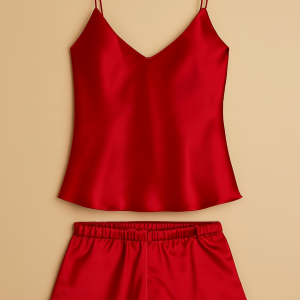 Satin Sleepwear Set – Luxe Camisole & Shorts in Navy, Maroon & Black | Silky Soft, Elegant FitSatin Sleepwear Set – Luxe Camisole & Shorts in Navy, Maroon & Black | Silky Soft, Elegant Fit - Image 3