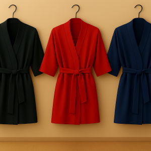 Premium Satin Sleepwear Set – Robe & Spaghetti Strap Nightdress Combo for Women – Free Size (DC-2004) - Image 3