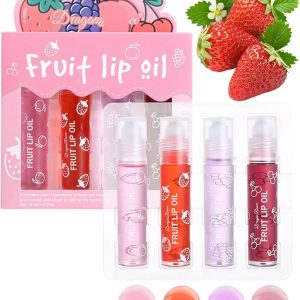 Pack of 4 - Fruit Lip Oil Set, Non-Sticky Long Lasting Moisturizing Lip Oil Lip Care Oil - Image 4