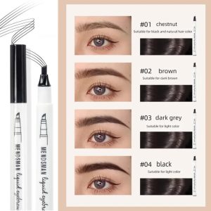 4 Tip Waterproof Eyebrow Pen | Waterproof Tattoo Tint Fine Sketch Liquid Eyebrow Pencil | Creates Natural Makeup Effect - Image 4