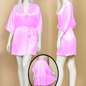 Satin Gown/Robe – Short Length with Waist Tie (DC-1001) - Image 4