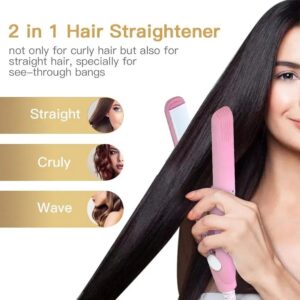 2-in-1 Mini Hair Straightener & Curler – Portable Thermostatic Ceramic Flat Iron for Dry & Wet Hair Styling - Random Color - Image 3