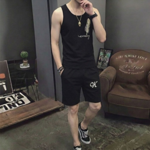 Men's Summer Sando & Shorts Set – Stretchable Cotton Jersey Fabric, Soft Breathable Sleeveless Top and Comfortable - Image 1