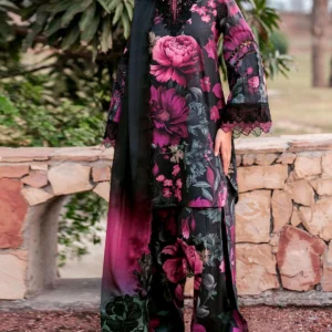 Iznik Digital Printed 3Pc Embroidered Lawn Unstitched Suit with Chiffon Dupatta – Summer Collection 2026 - Image 3