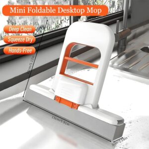 Foldable Mini Mop | Portable Desktop Wet & Dry Cleaning Mop | Self‑Squeezing - Image 1