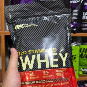 Optimum Nutrition ON Whey Powder Gold Standard Chocolate Flavor 1kg 2lbs Pouch For Muscle Gain - Image 4