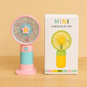 Fresh Breeze Moe Handheld Electric Fan – Cute Fruit Design Portable Mini Desk Fan with USB Charging & Detachable Base - Large Size - Random Color - Image 3