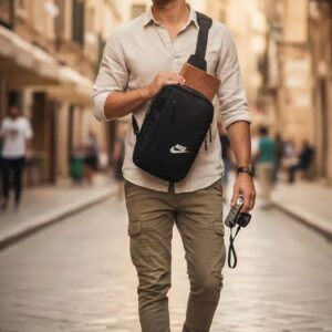 Crossbody Sling Bag for Men & Women | Travel Chest Bag | Hajj & Umrah Essential Shoulder Bag | Lightweight Nylon Messenger Bag - Image 1