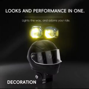 Universal Motorcycle LED Helmet-Style Spotlight – Dual Lens 2-Mode (White & Yellow) Fog Light Signal Lamp - Image 1