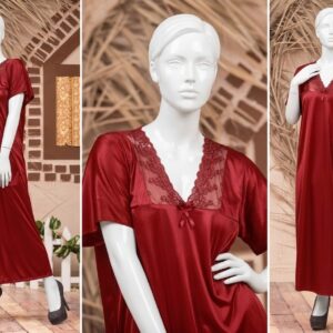 Single Pcs Stylish & Comfortable Long Silk Nightgown - Free Size (SKU R-002) - Image 4
