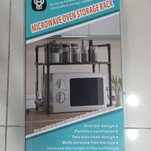 Microwave Oven Storage Rack 2-Tier Kitchen Organizer | Space-Saving Carbon Steel Shelf For Countertop And Utensils | Random Colour - Image 5