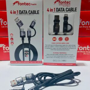 Fontec Fast4 4-in-1 Data Cable - 65W High-Speed Charging & Data Transmission Braided Cable - Image 2
