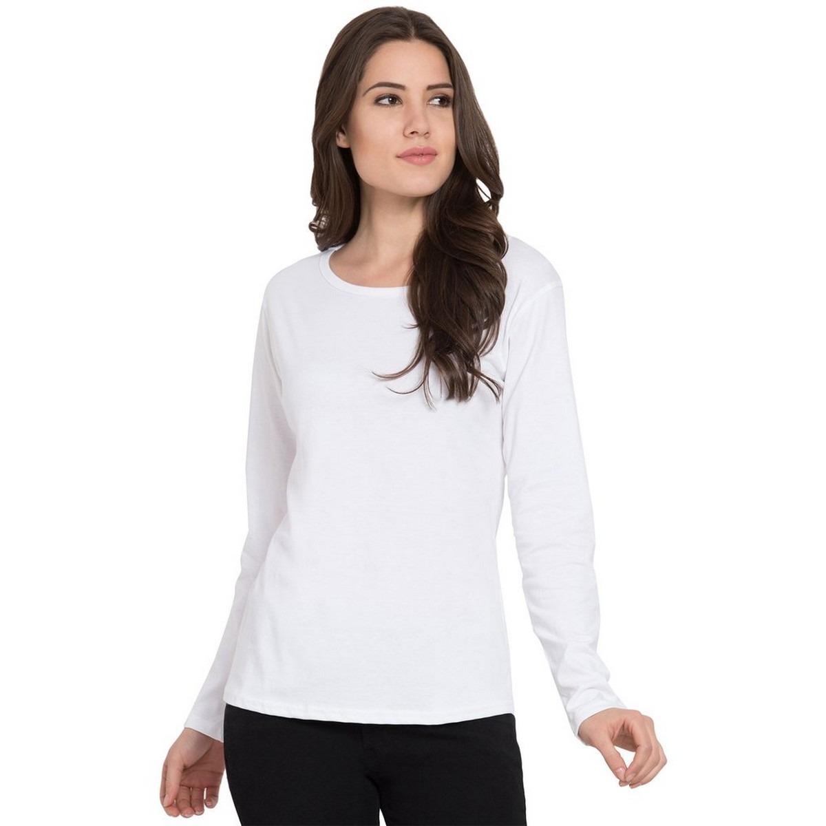 Basic Round Neck Full Sleeves T-Shirt For Women – Soft & Comfortable Casual Wear (Random Color) - Image 4