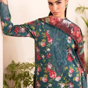 Elegant Floral Embroidered Lawn 3 Piece Unstitched Suit with Chiffon Dupatta - Image 3