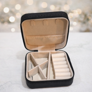 Portable Mini Travel Jewelry Box - Compact PU Leather Case with Zipper & Multi-Compartment Storage Organizer - Random Color - Image 3