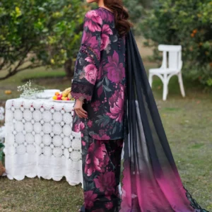 Iznik Digital Printed 3Pc Embroidered Lawn Unstitched Suit with Chiffon Dupatta – Summer Collection 2026 - Image 4