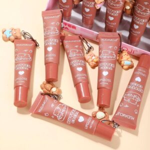 Huda Moji Cute Teddy Style Cocoa Butter High Pigmented Lip Gloss Set – Nude Shades (Pack of 2) - Image 3