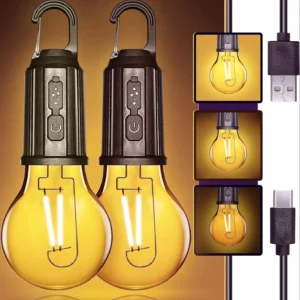 T01 Type-C Rechargeable LED Camping Bulb – Portable Hanging Warm Light Tent Lamp - Image 1