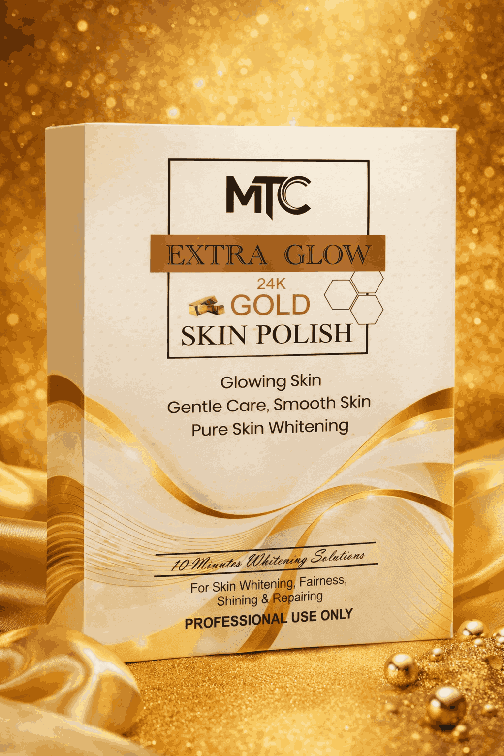 MTC International Extra Glow 24K Gold Skin Polish Kit – Professional Face & Body Brightening System - Image 3