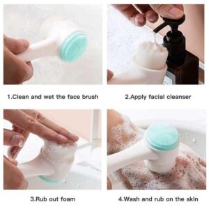 3D Double-Sided Silicone Face Cleanser | Portable Facial Cleansing & Massage Brush | Random Color - Image 4