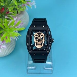 Luxury Non-Waterproof Skull Skeleton Concept Watch – Bold Tonneau Case with Sporty Silicone Strap (Without Box) - Image 5