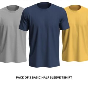 Pack of 3 Premium Half Sleeves Round Neck Plain Color T-Shirts for Men & Boys – Soft Comfortable Fabric - Image 1