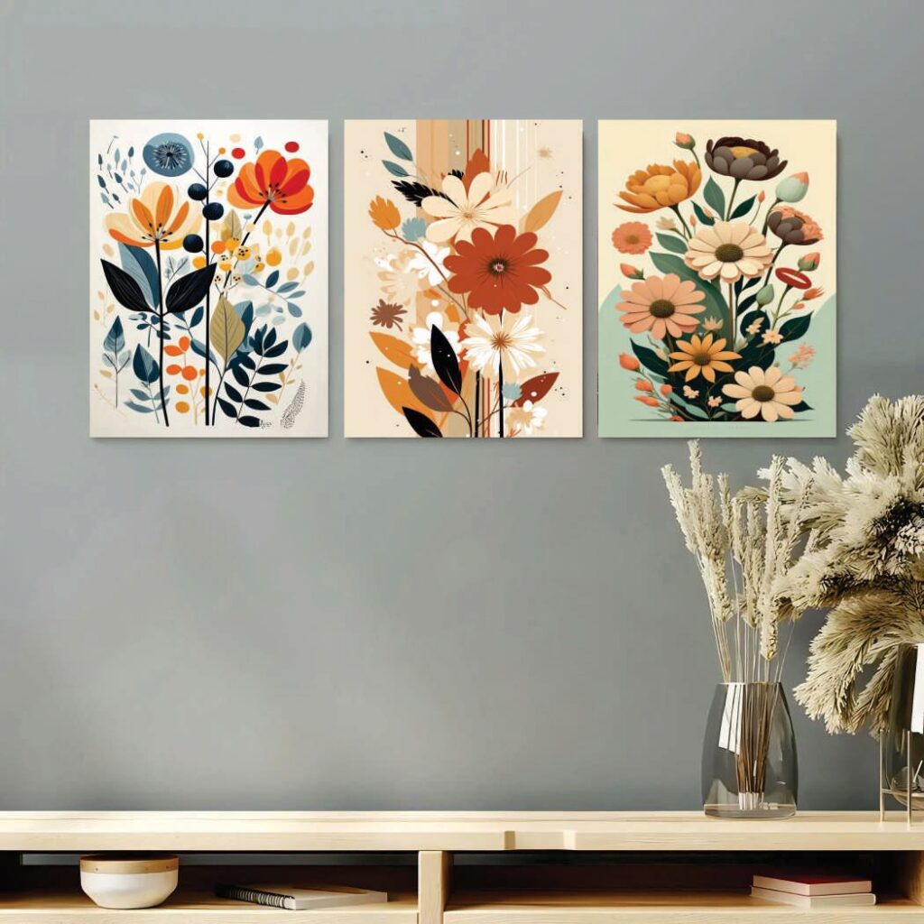 Set of 3 Premium Wall Art Photo Tiles – Modern Home Decor Sets 8x11