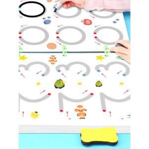 Magical Tracing Workbook Set for Kids – Reusable Learning to Write Alphabet, Numbers & Line Tracing Practice Book with Magic Pen - Image 2