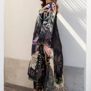 All-Over Printed Embroidered Black Lawn Dress with Chiffon Dupatta – Unstitched Summer Collection 2026 - Image 4