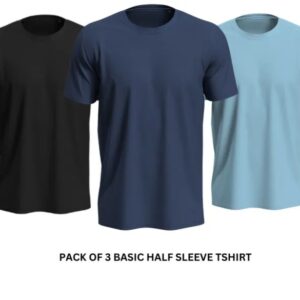 Pack of 3 Premium Half Sleeves Round Neck Plain Color T-Shirts for Men & Boys – Soft Comfortable Fabric - Image 1