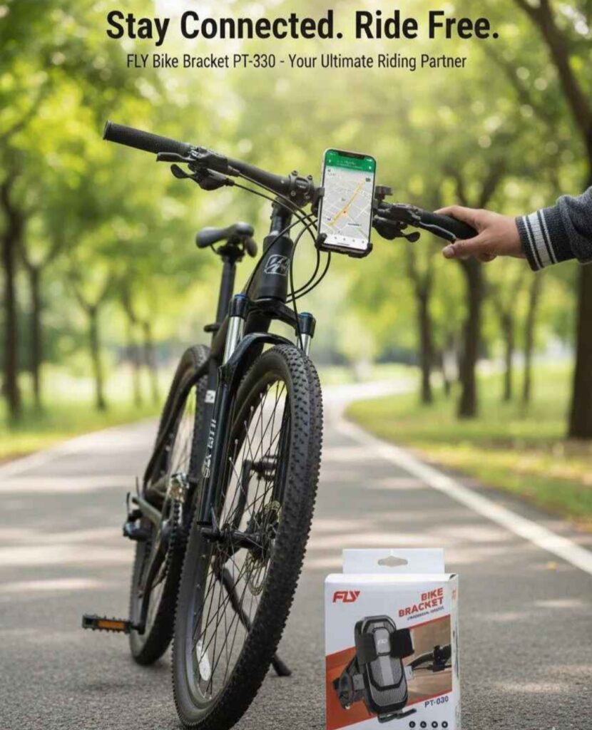 FLY Universal Mechanical Bike & Motorcycle Phone Mount – 360° Adjustable Handlebar Bracket for Bicycles, Scooters & E-Bikes