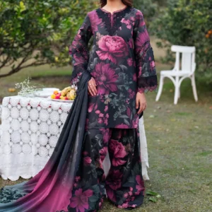 Iznik Digital Printed 3Pc Embroidered Lawn Unstitched Suit with Chiffon Dupatta – Summer Collection 2026 - Image 1