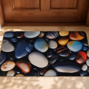 Super Absorbent Non-Slip Bathroom Floor Mat - Quick-Dry Soft Colorful Pebble Design 23 × 15 inch - Image 2