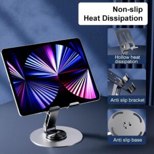 ZY034 Adjustable Desktop Mobile Phone Holder | Premium ABS Metal Biaxial Bracket Stand | 360 Degree Rotating Universal Table Mount - Grey - Image 3